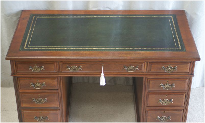 2071 Small Antique Walnut Pedestal Desk (5)